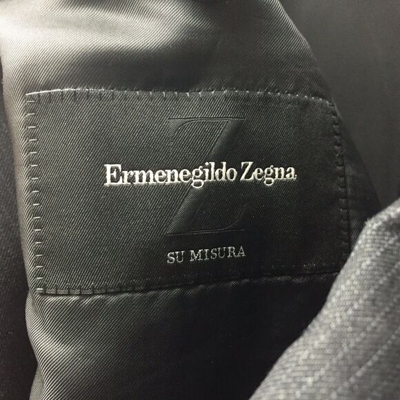 ERMENEGILDO ZEGNA Wool Su Misura Charcoal Pinstrp Blazer Sport Coat Jacket 46L - Picture 3 of 7